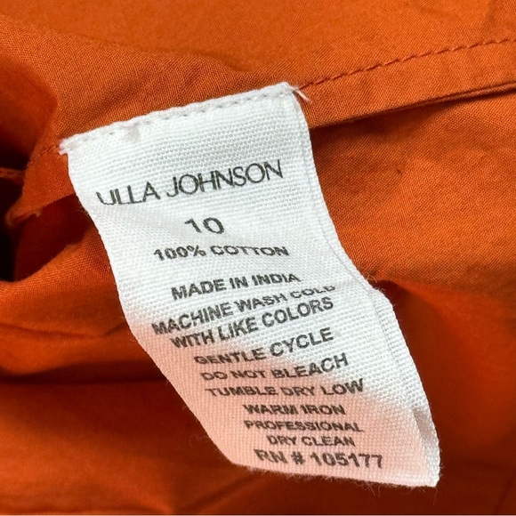 Ulla Johnson Rosalind Saffron Burnt Orange Long Puff Sleeves Mini Dress Size 10 - Picture 12 of 14